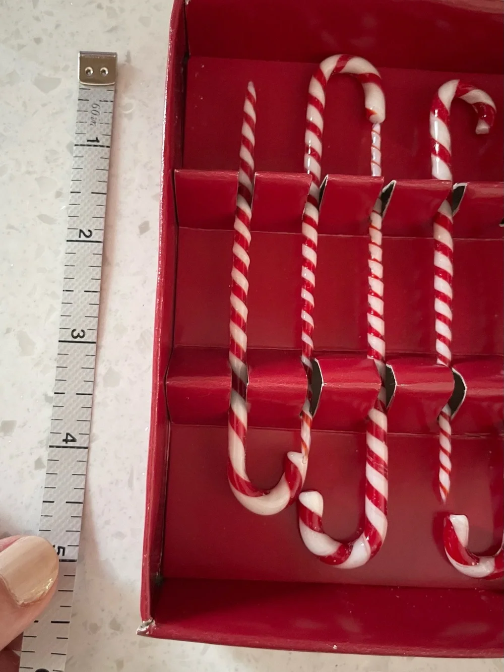 Cost Plus World Market Red and White  Striped Candy Cane Glass Picks Holidays
